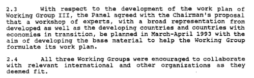 Extract from the minutes of the 8th meeting of the IPCC, Nov 1992