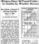 "Winters Since '40 Found Colder In Studies by Weather Bureau" by Walter Sullivan, New York Times, 25 January 1961